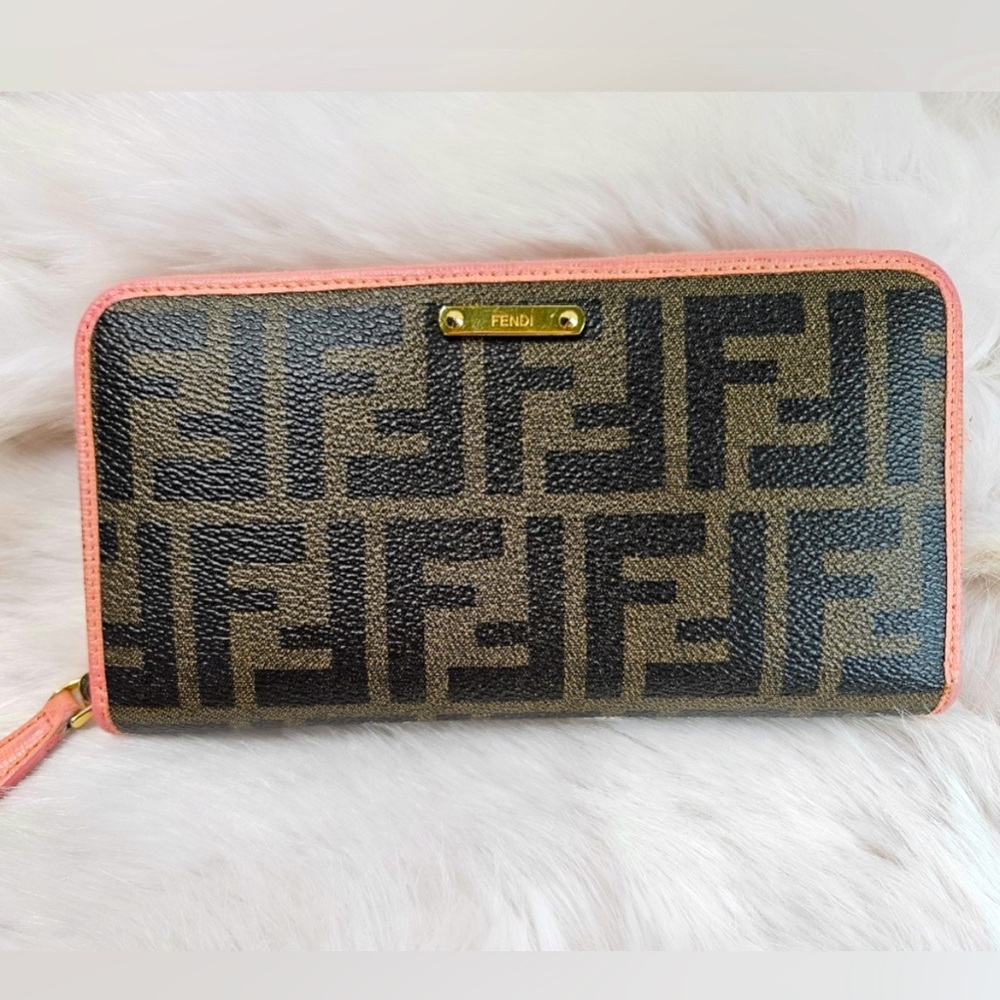 FENDI FF Large Zippy Wallet - with COA - Pink